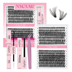 NYCAAR DIY lash kit with 280 cluster lashes for versatile daily to glam looks.