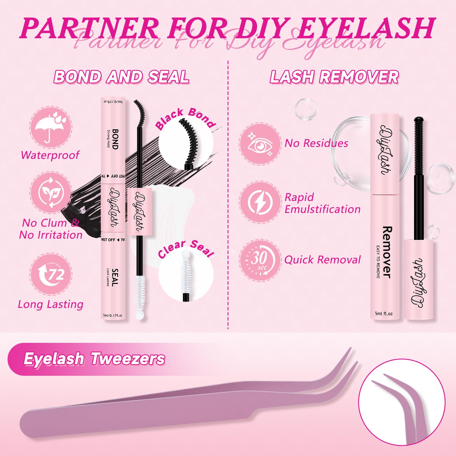 Nycaar mix-length 80D-100D cluster lashes from 9 to 16 mm range.