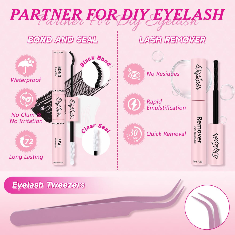 Nycaar mix-length 80D-100D cluster lashes from 9 to 16 mm range.