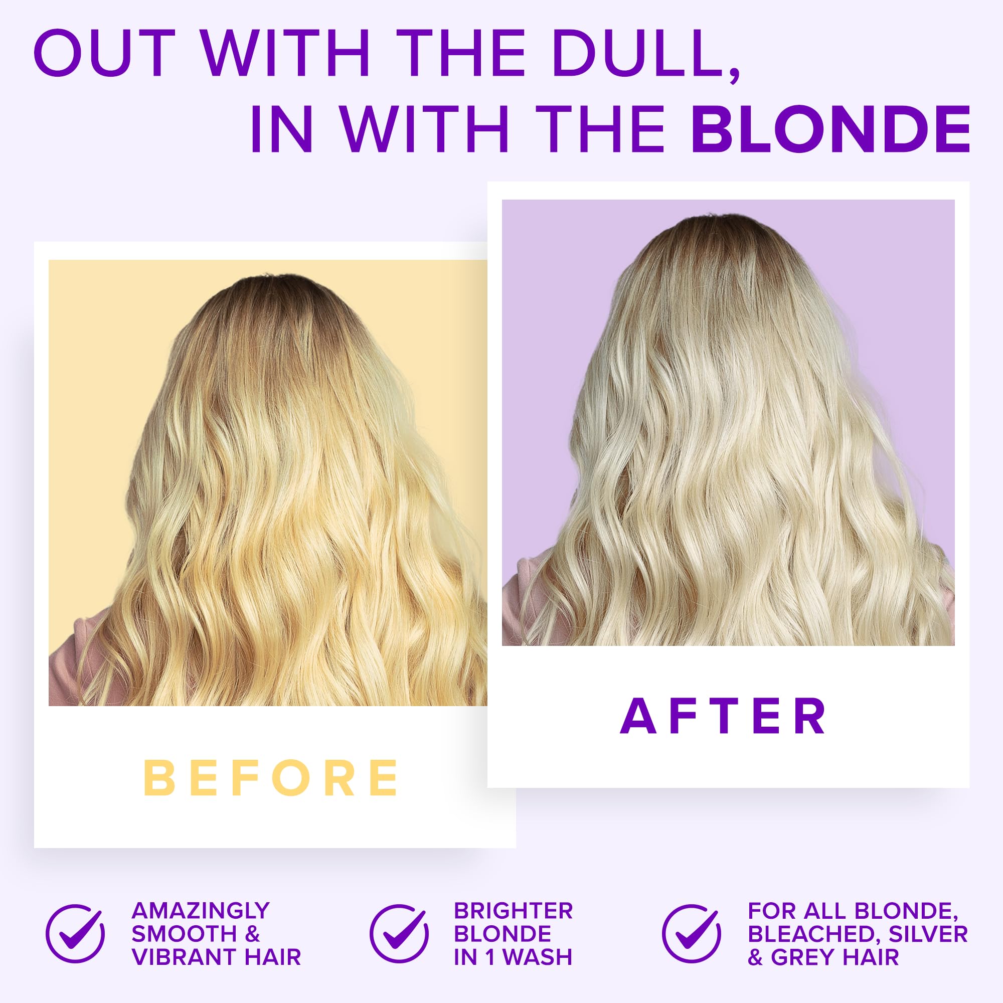 NYK1 purple shampoo on grey hair demonstrating toning