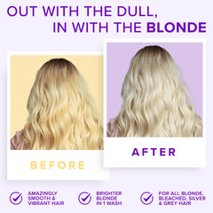 NYK1 purple shampoo on grey hair demonstrating toning