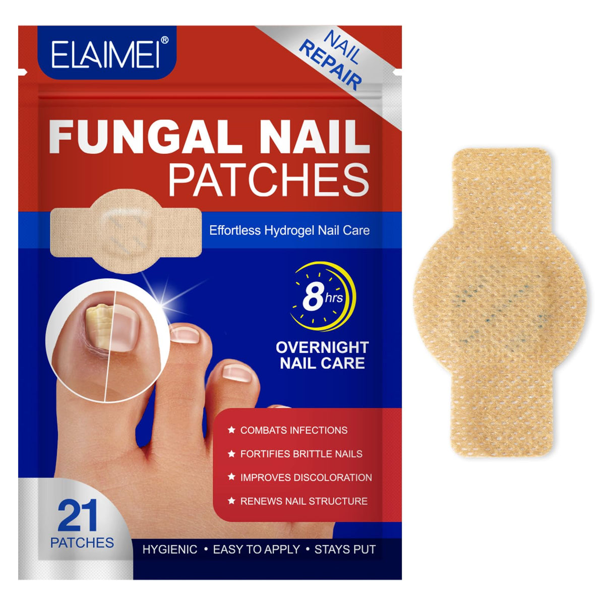 Nyloriaine fungal nail patch close-up showing patch texture for targeted treatment.