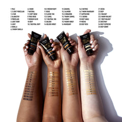 NYX Born To Glow foundation bottle with pump shown for controlled, even application.