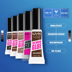 NYX Brow Glue application stroke demonstrates quick shaping and setting
