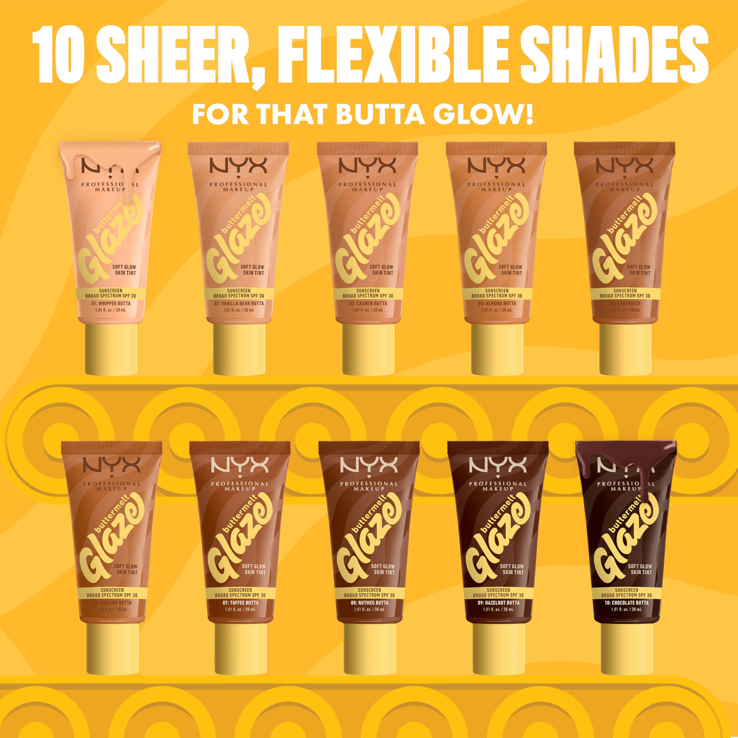 NYX Buttermelt Glaze Praline smooths and enhances natural glow.