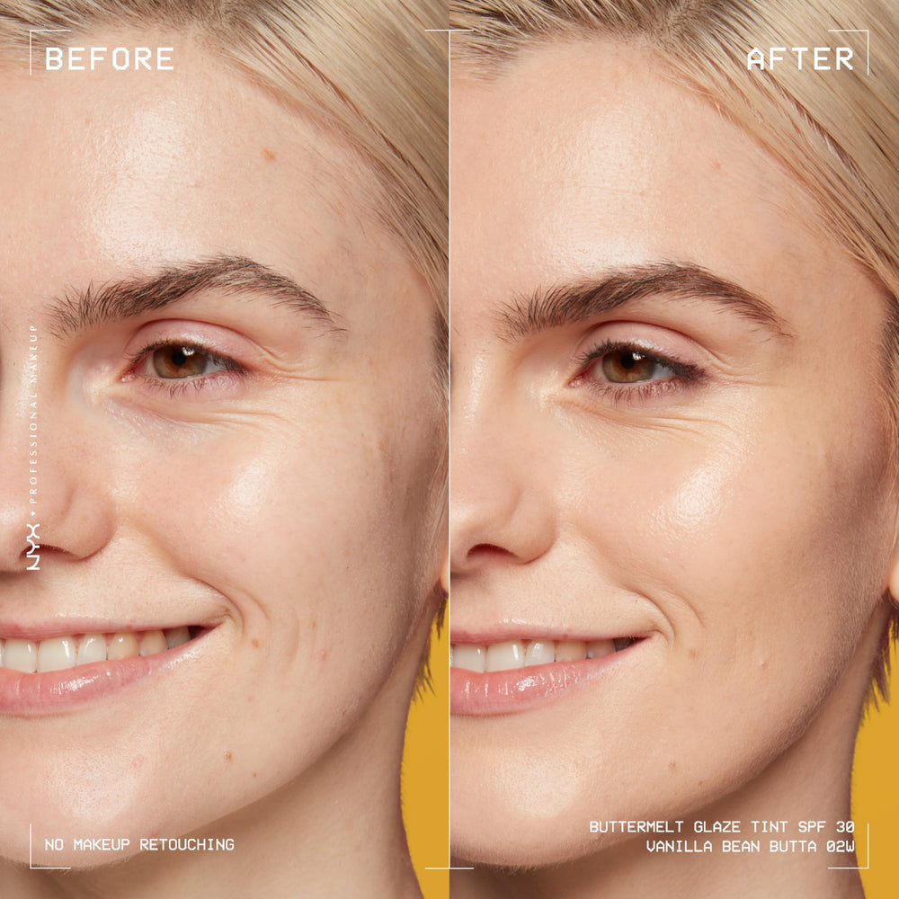 Swirl-on-skin swatch demonstrates luminous, hydrating glow from NYX Buttermelt Glaze