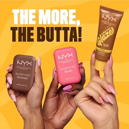nyx professional makeup buttermelt glaze ten shades swatches demonstrate versatile complexion match