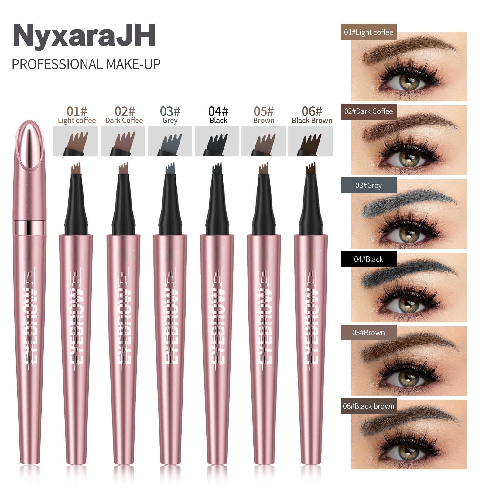 NyxaraJH 4-Tip Eyebrow Pen brush end, blending for seamless definition