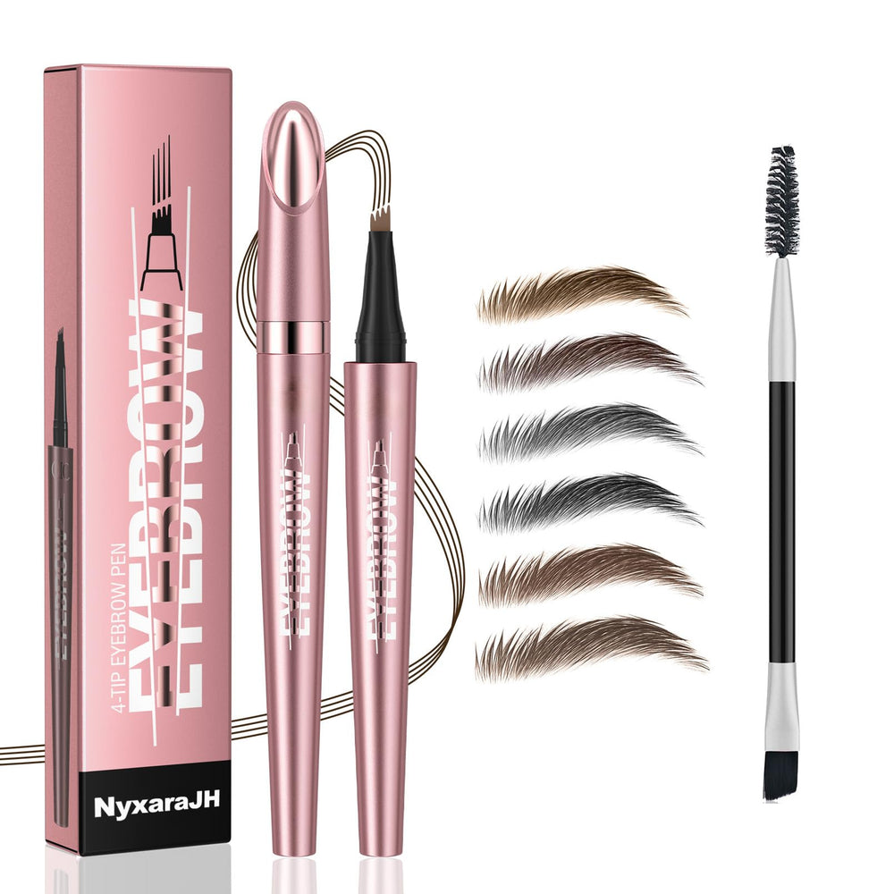 NyxaraJH 4-Tip Eyebrow Pen cap close-up, precise design for on-the-go makeup