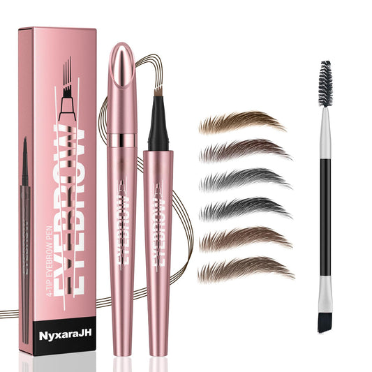 NyxaraJH 4-Tip Eyebrow Pen cap close-up, precise design for on-the-go makeup