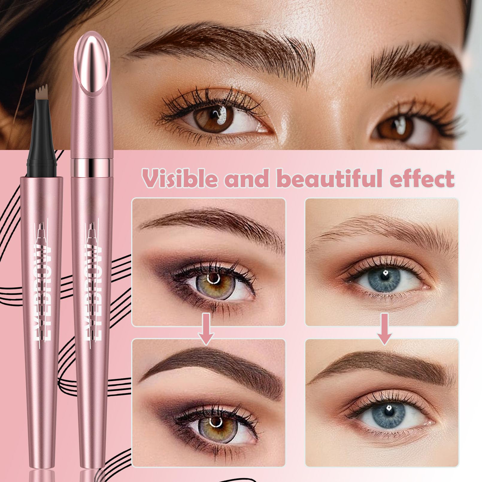 NyxaraJH 4-Tip Eyebrow Pen color swatches, showing shade range and options