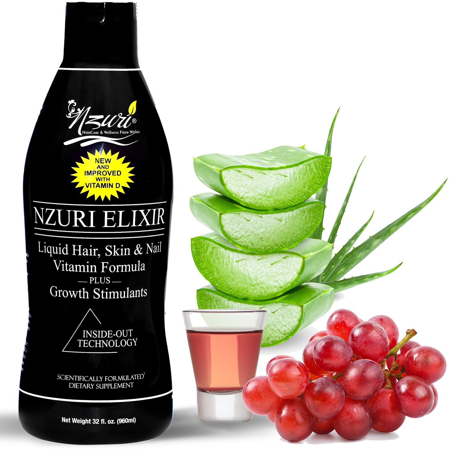 NZURI Elixir bottle front view showcasing daily wellness support.