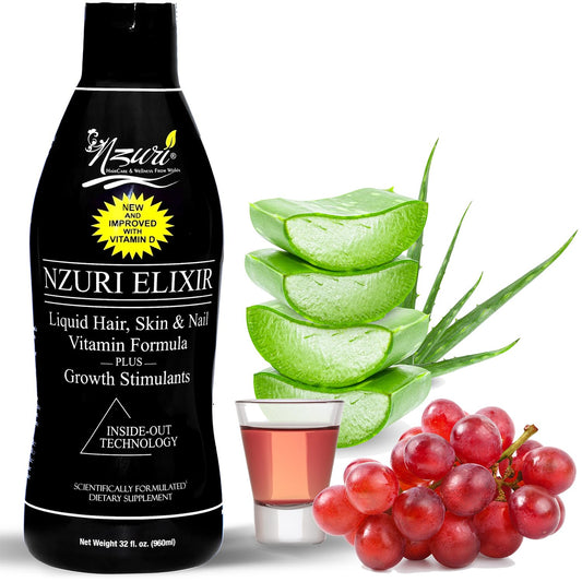NZURI Elixir bottle front view showcasing daily wellness support.
