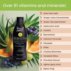 NZURI Elixir label close-up highlighting key ingredients for beauty support.