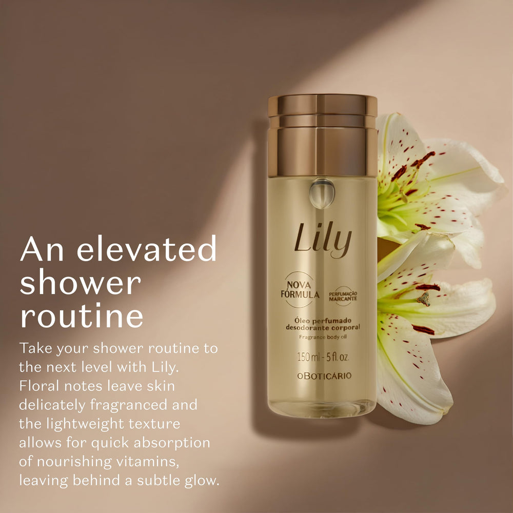 Lily Body Oil applied on skin for silky, hydrated feel.