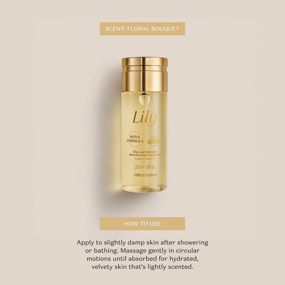 Lily Body Oil texture glides on skin with a non-greasy finish.