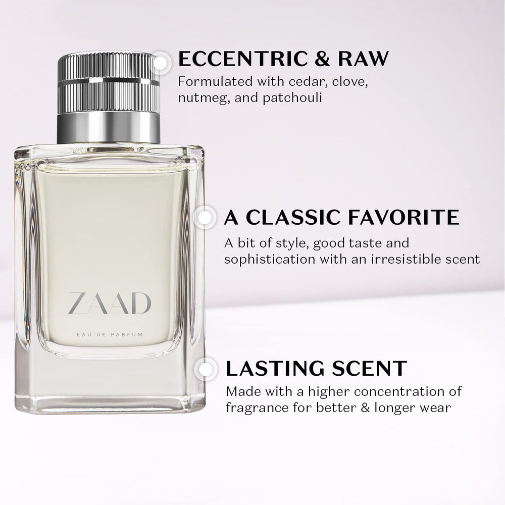 Zaad EDP highlights green citrus notes and spice for a fresh feel.