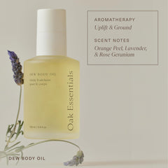 Oak Essentials Dew Body Oil application on damp skin for quick absorption