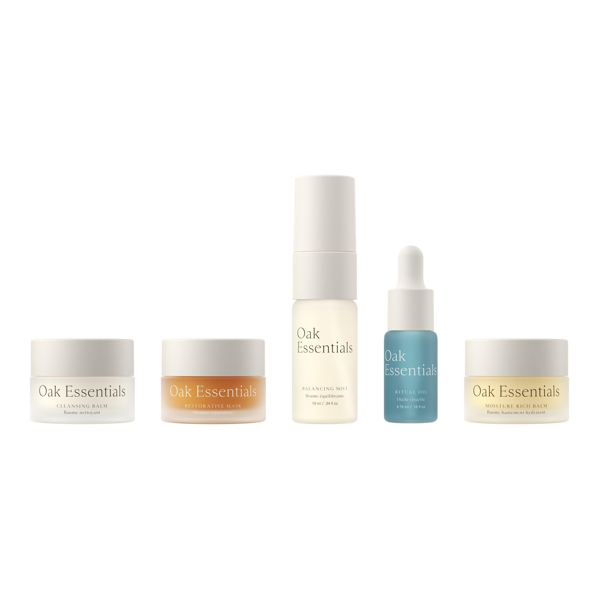 Oak Essentials cleansing balm image demonstrates makeup removal for a gentle cleanse.