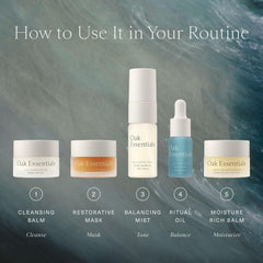 Oak Essentials mini routine travel kit image positioned for on-the-go skincare.