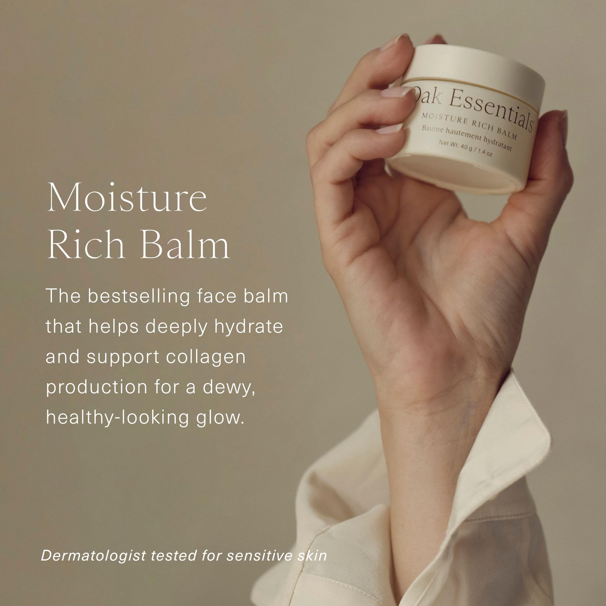Balm-to-oil transformation shown on fingertips for intense moisture