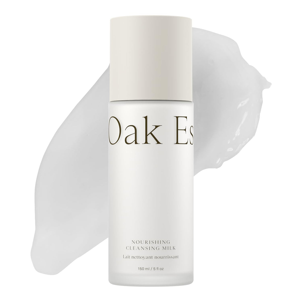 Oak Essentials Nourishing Cleansing Milk bottle shown for gentle makeup removal and hydrating finish.
