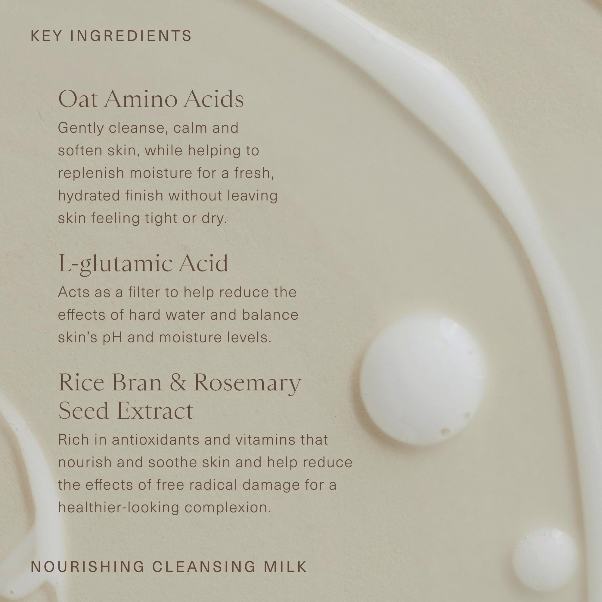 Oak Essentials Nourishing Cleansing Milk on clean skin demonstrates gentle cleansing and hydrated finish.