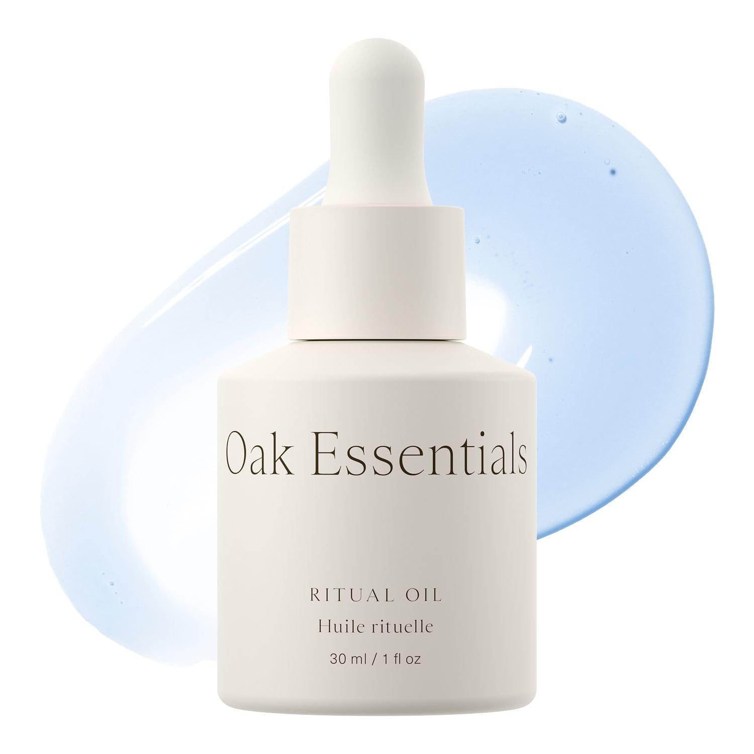 Oak Essentials Ritual Oil bottle shows a lightweight formula for daily balance.