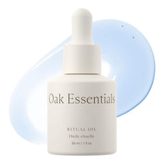 Oak Essentials Ritual Oil bottle shows a lightweight formula for daily balance.