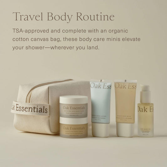Oak Essentials Travel Body Scrub smooths rough patches during travel