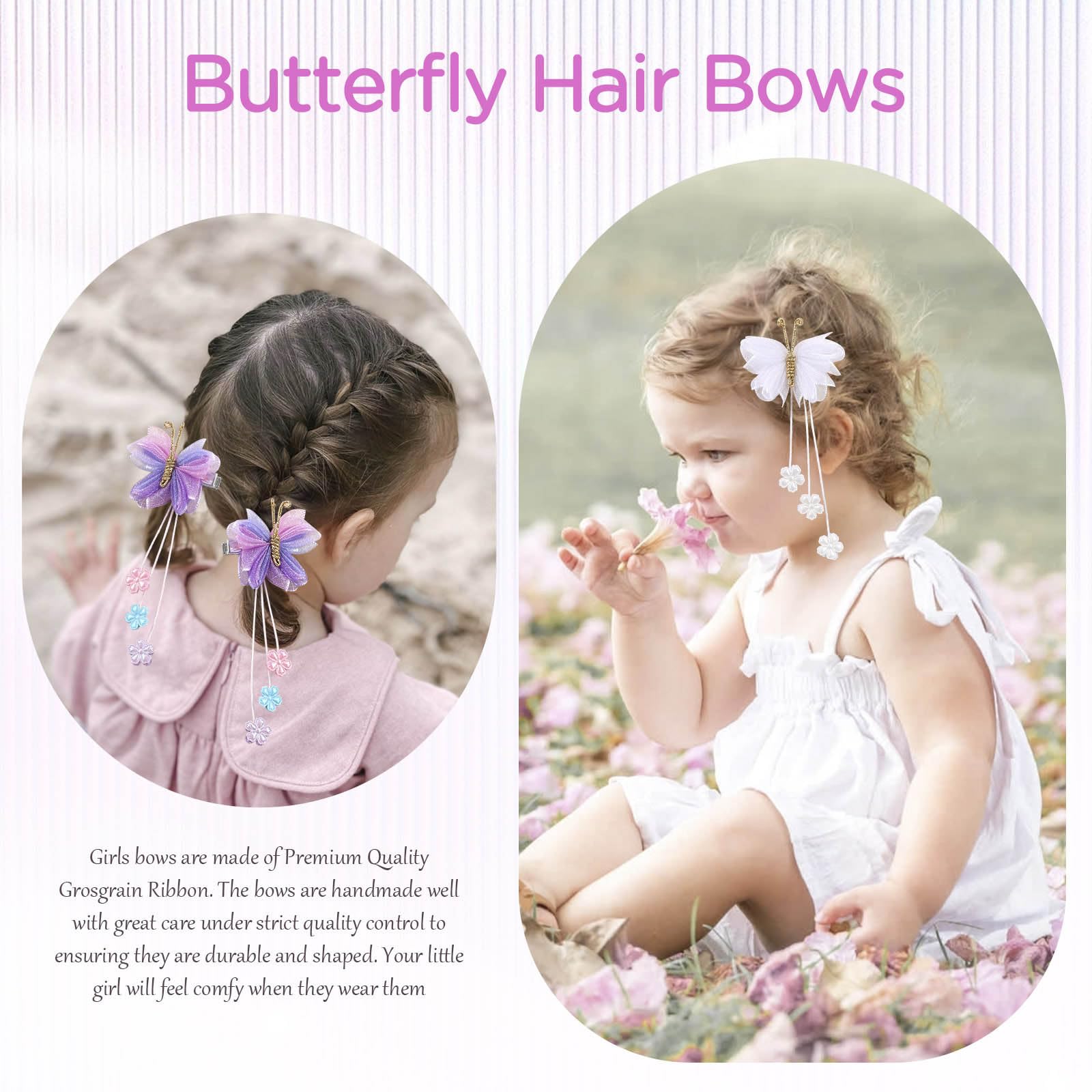 OAOLEER bows with butterfly beads add playful detail to hairstyles