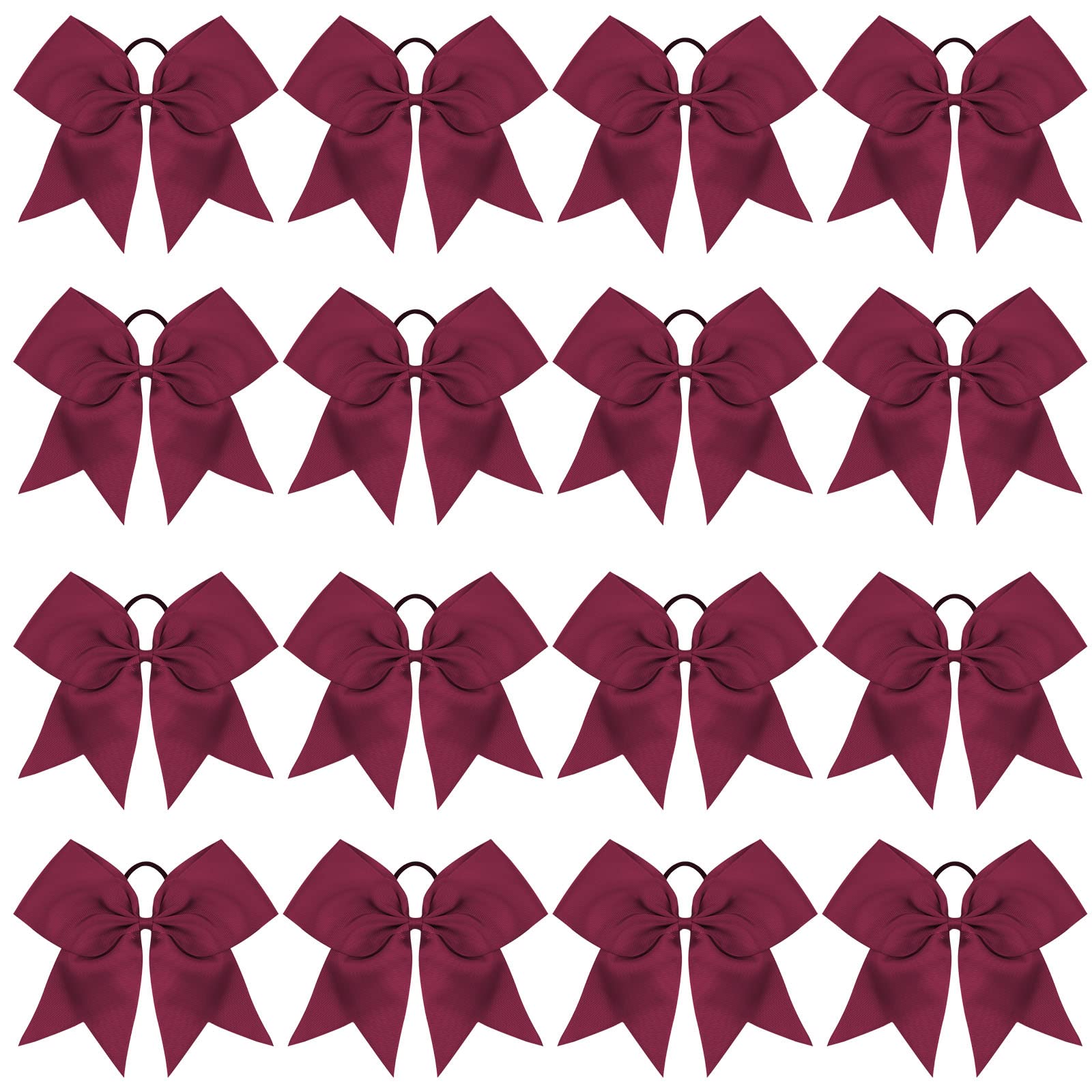 OAOLEER 8-inch maroon cheer bow front view with ponytail holder for secure wear