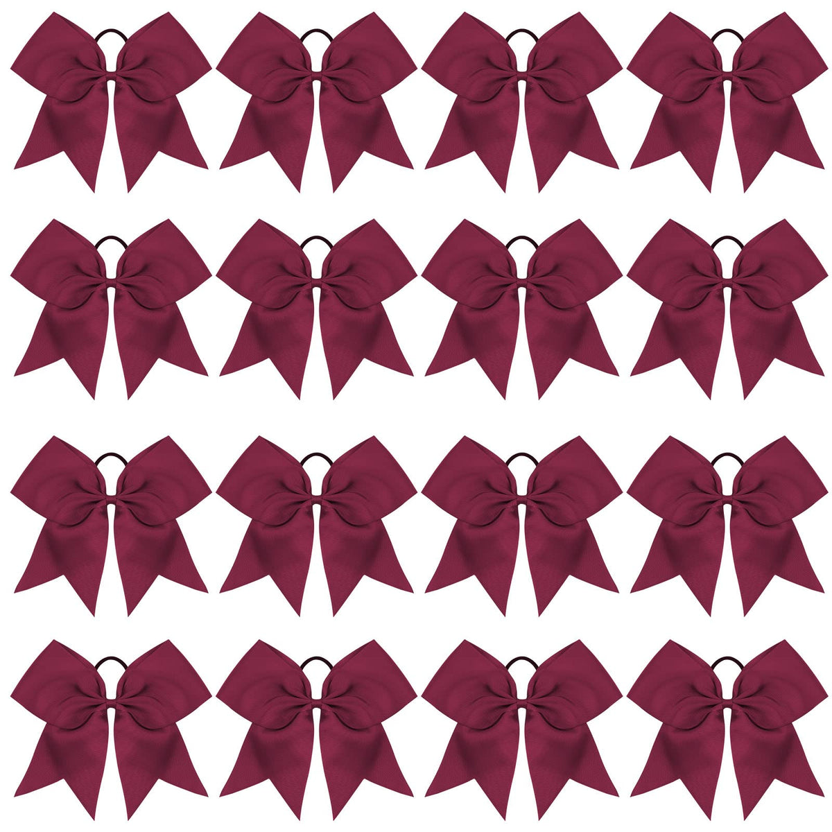 OAOLEER 8-inch maroon cheer bow front view with ponytail holder for secure wear