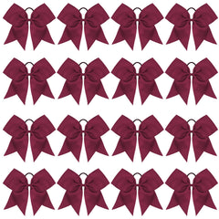 OAOLEER 8-inch maroon cheer bow front view with ponytail holder for secure wear