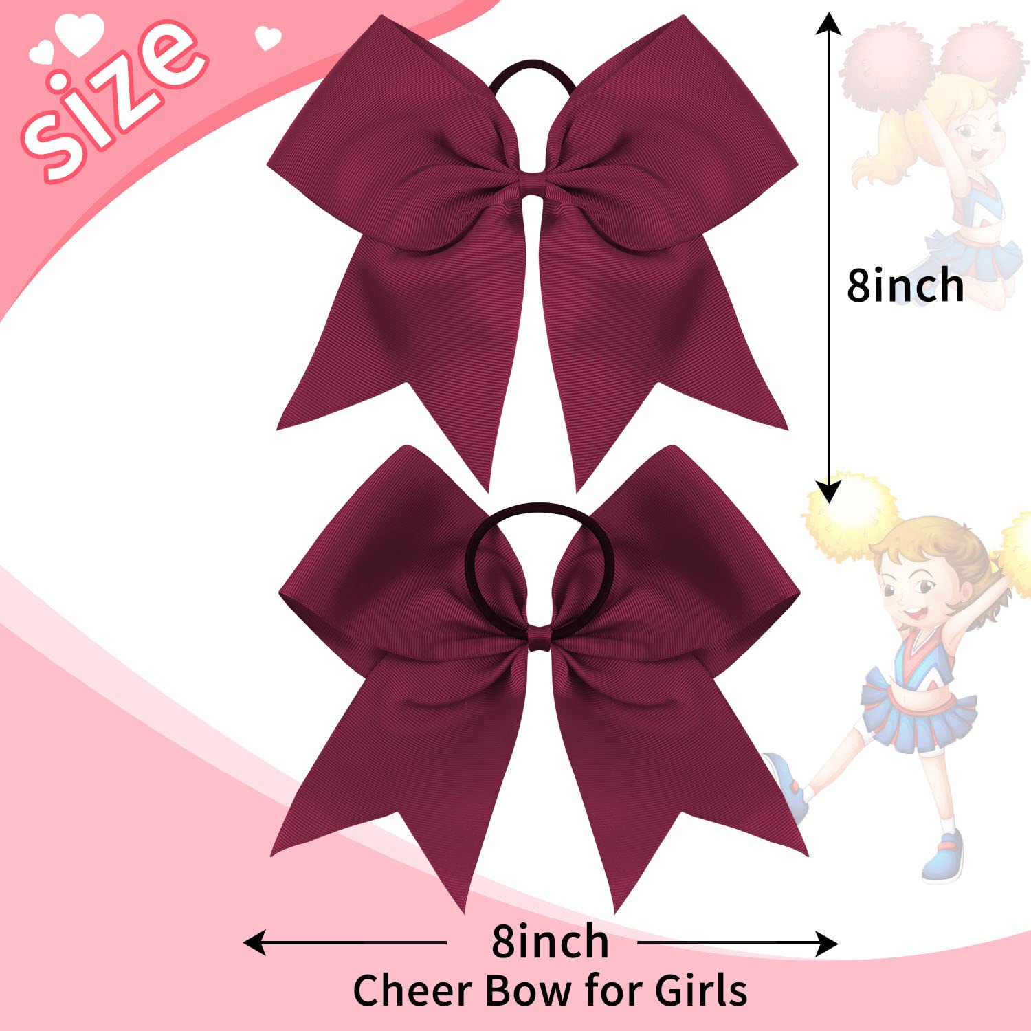 OAOLEER maroon cheer bow side view showing lightweight stable fit