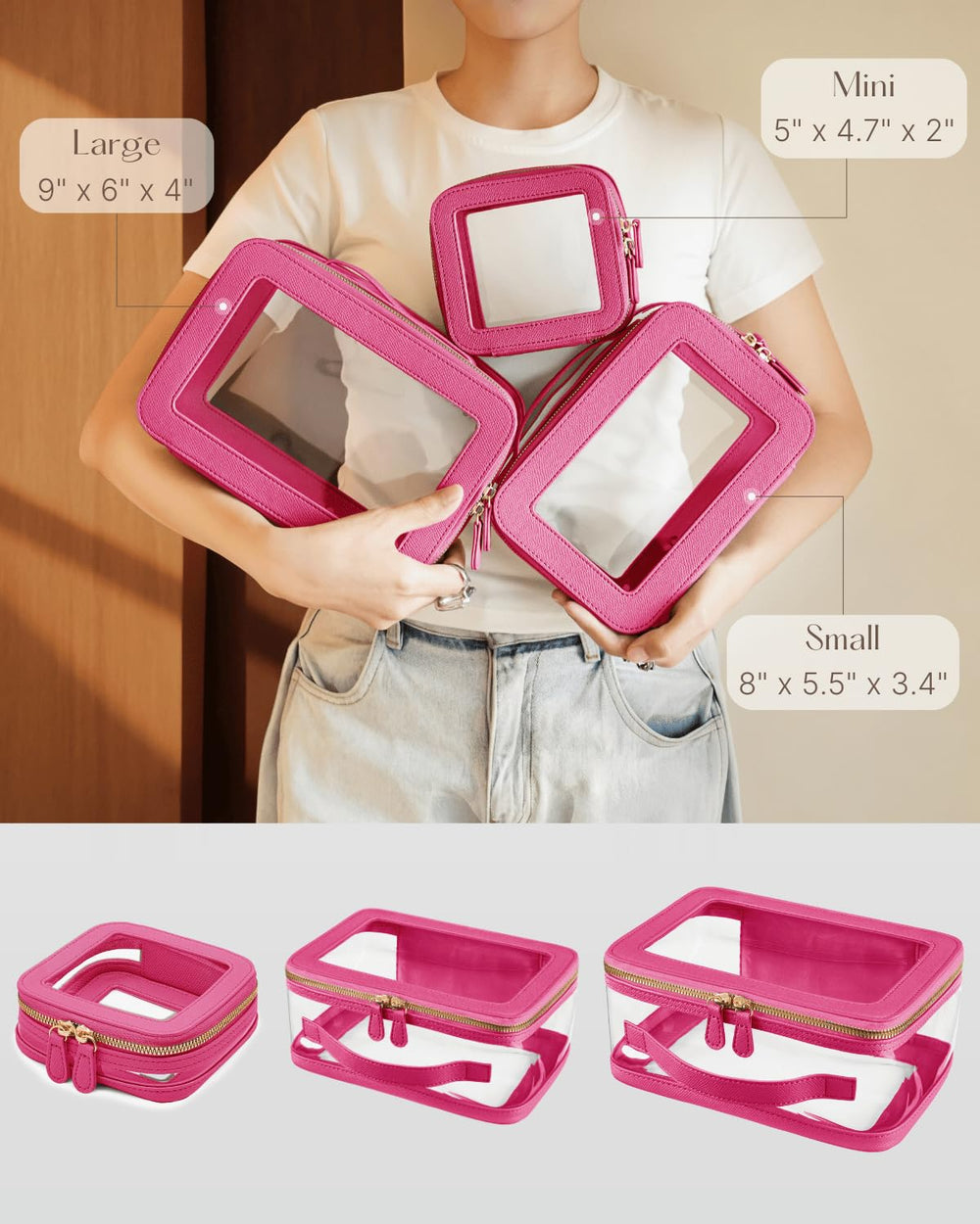 Oaque clear travel toiletry bag small provides quick access to daily items.