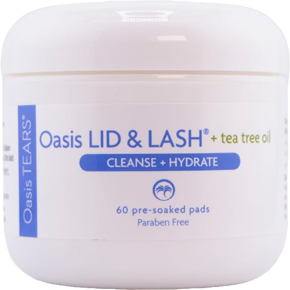 Close-up of Oasis LID & LASH wipes highlighting hydrating hyaluronate.