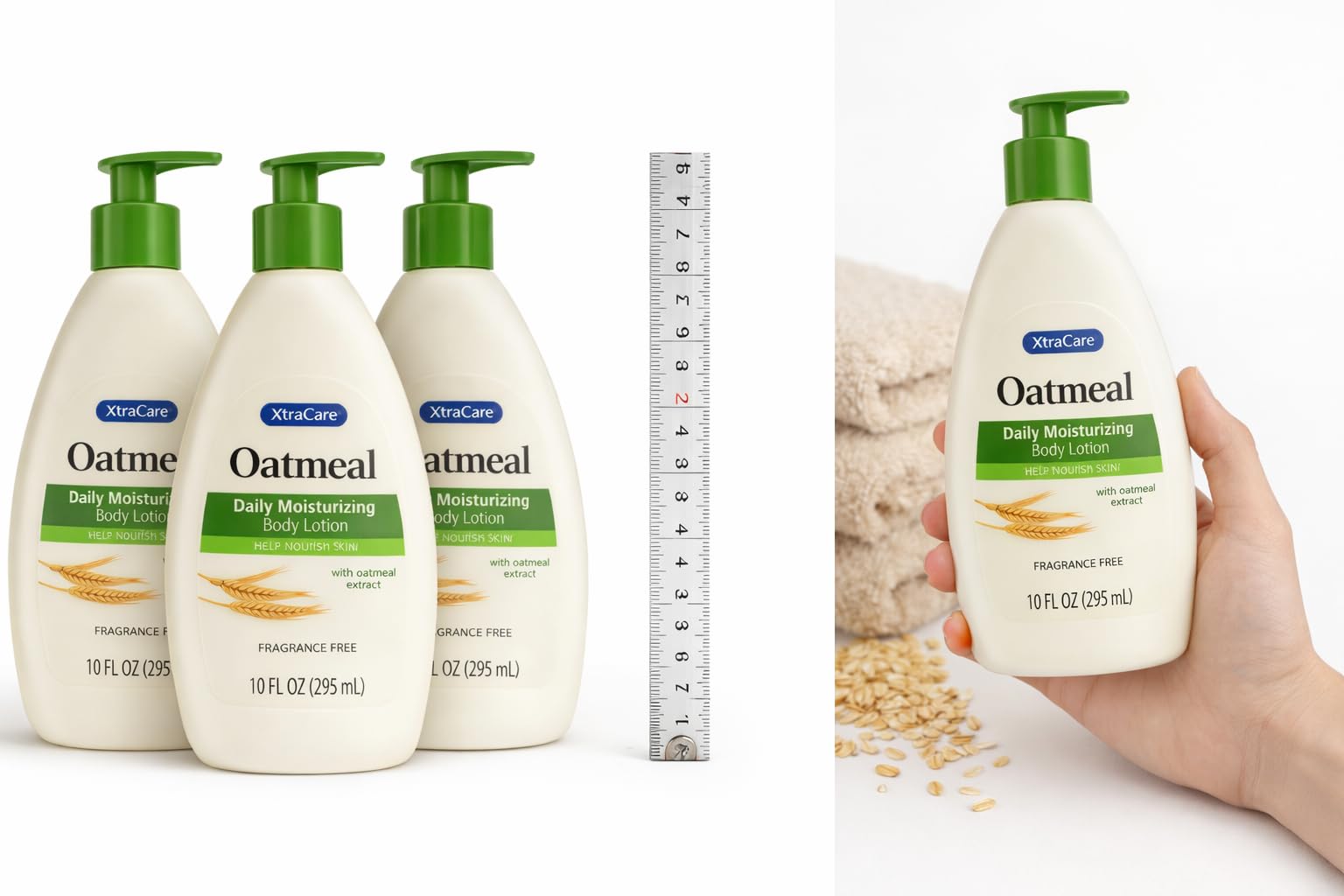 Oatmeal XtraCare 3-pack packaging shown, ideal for home, bag, or travel.