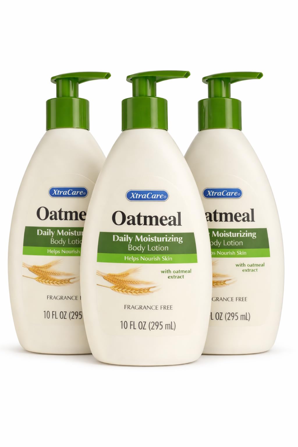 Oatmeal XtraCare daily moisturizer bottle demonstrates soothing hydration for dry skin.