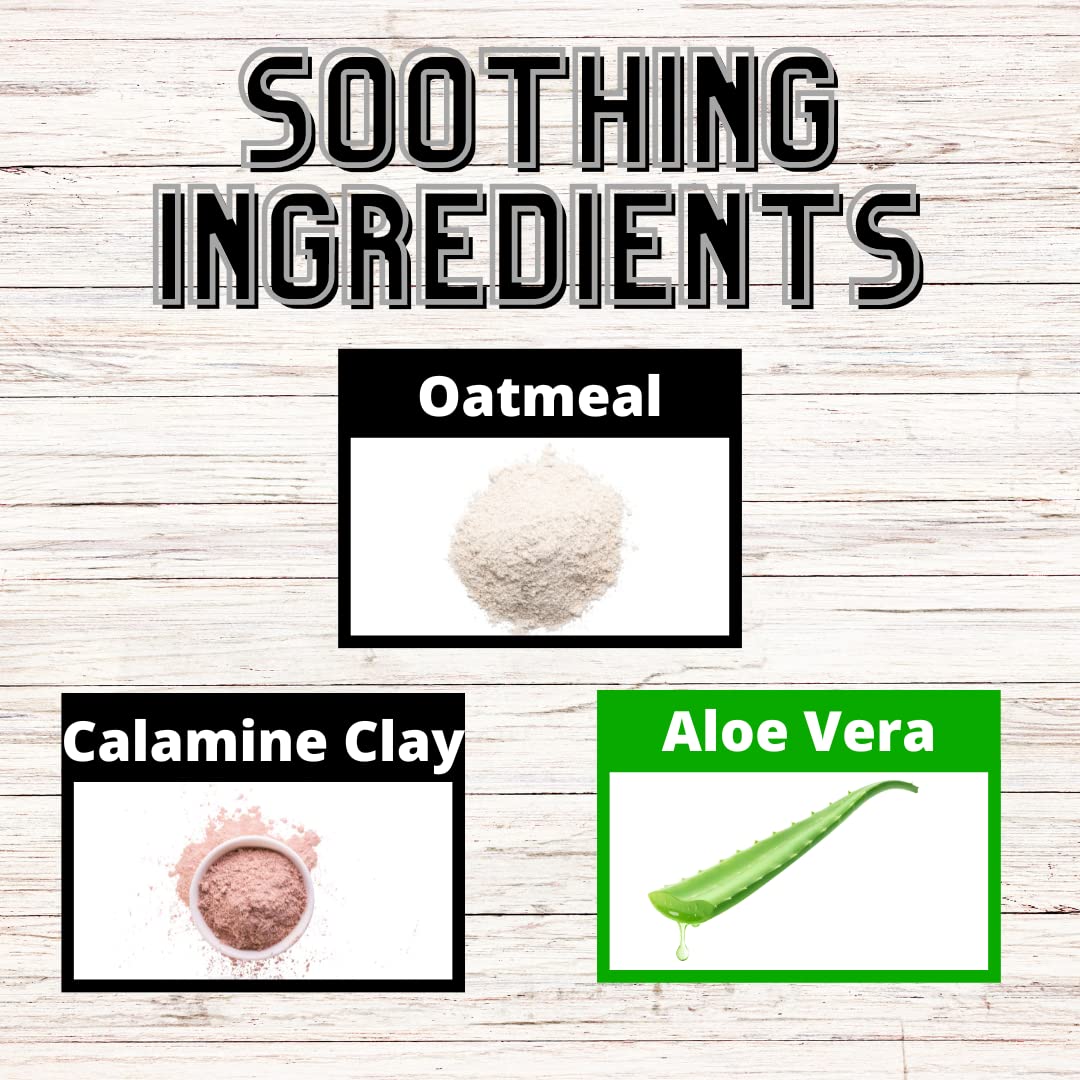Oats Garden calamine clay blend shown as mineral-rich bathing component