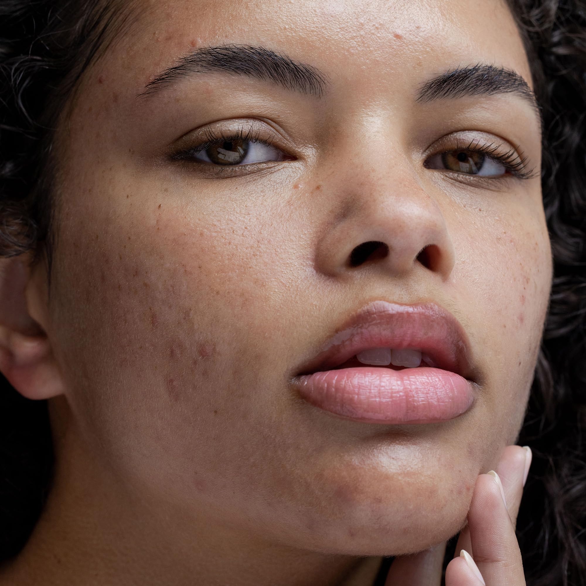 Close-up of Obagi CLENZIderm MD skin close-up pores after cleansing.