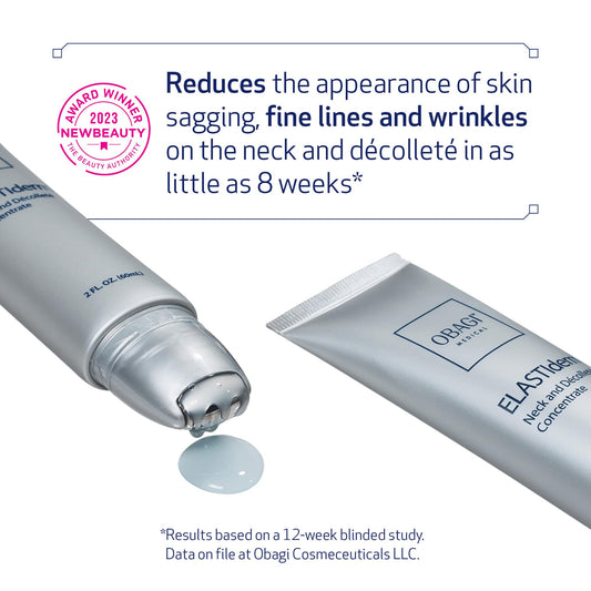 Obagi ELASTIderm cream texture swatch shows luxurious, fast-absorbing formula.