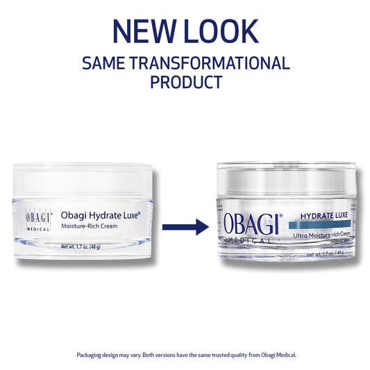 Obagi Hydrate Luxe two-pack front view on a clean vanity.