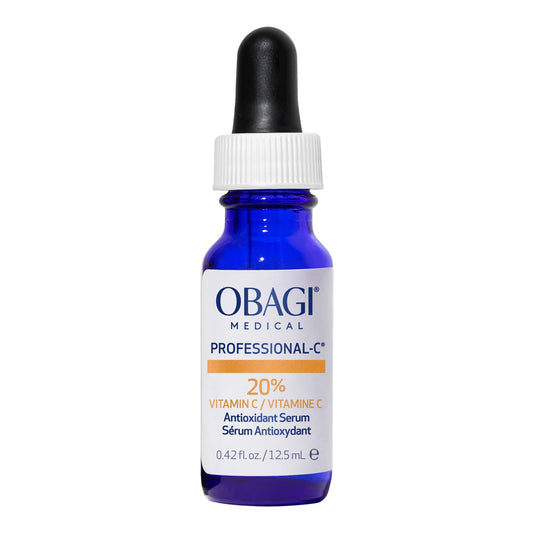 Obagi Medical Professional-C 20% serum bottle close-up highlighting premium packaging for skin brightness