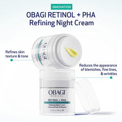 Obagi Medical Retinol PHA Refining Night Cream label close-up highlighting premium skincare