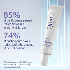Obagi Nu-Cil BioStim texture-on-scalp illustrates a non-greasy finish after use.