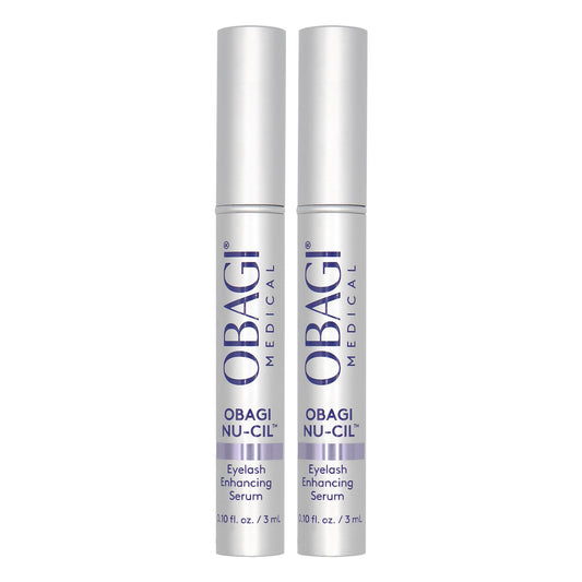 Obagi Nu-Cil eyelash serum bottle closeup for daily lash nourishment