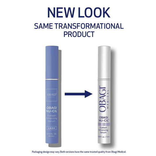 Close-up of the Nu-Cil applicator brush applying serum for precise lash care.