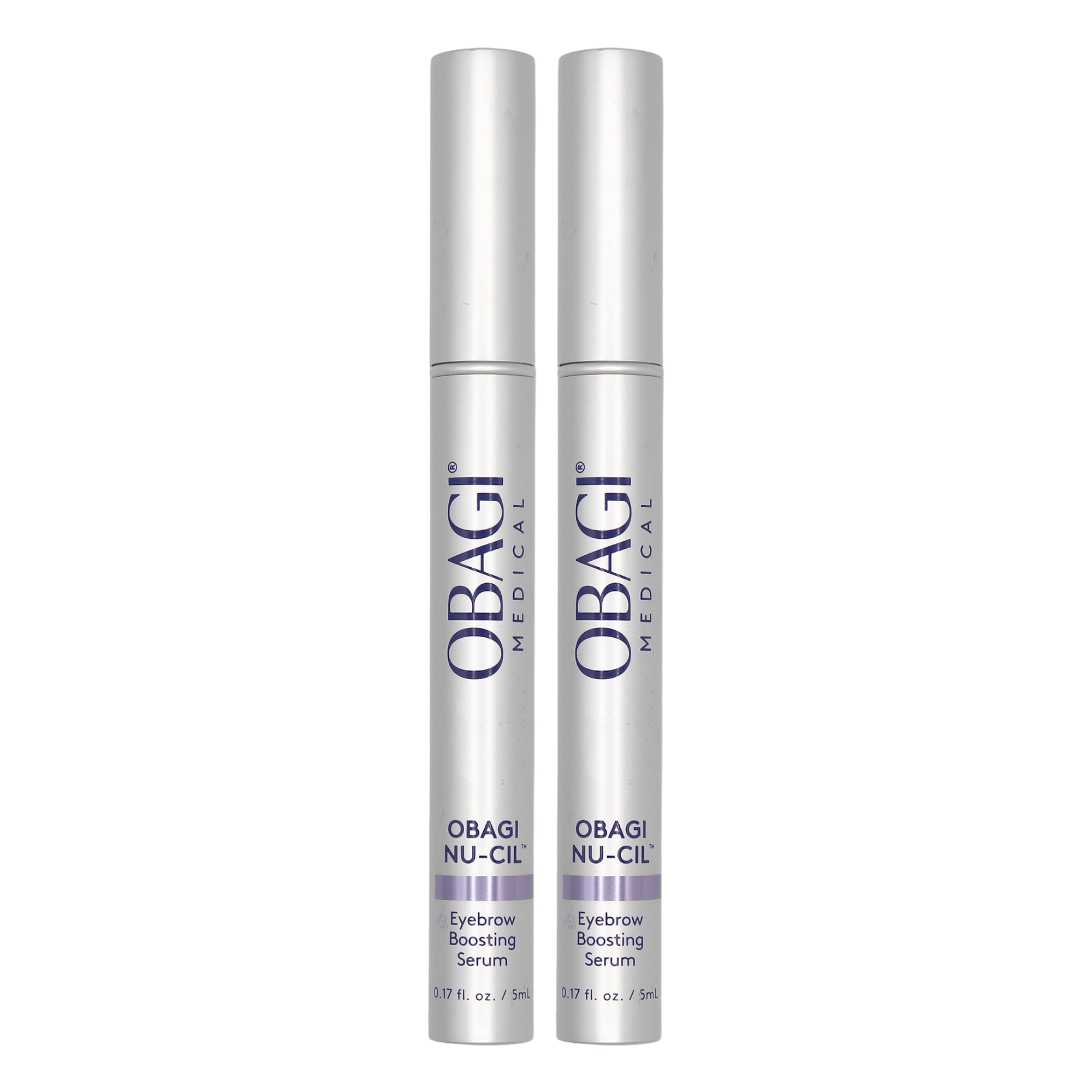 Obagi Nu-Cil serum bottle pour highlights precise brow dosing for even application.