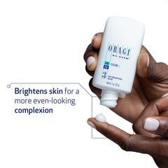 Close-up of creamy texture in Obagi Nu-Derm Clear Fx for gentle brightening.